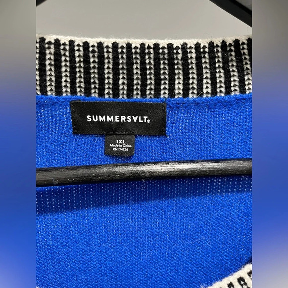 Summersalt Coziest Cashmere Royal blue Crew Sweater black/white accents size 1XL - Picture 8 of 10